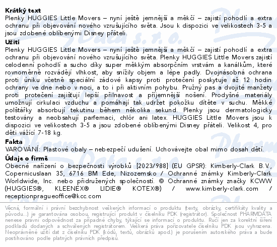 HUGGIES Little Movers 4 7-18kg 150ks box