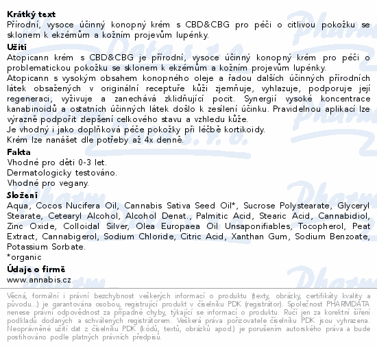 Annabis Atopicann CBD+CBG krém BIO 100ml