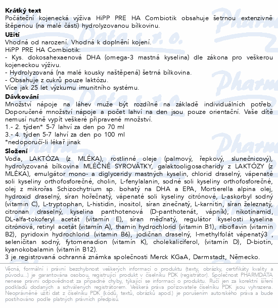 HiPP PRE HA Combiotik kojenecká výživa 24x90ml