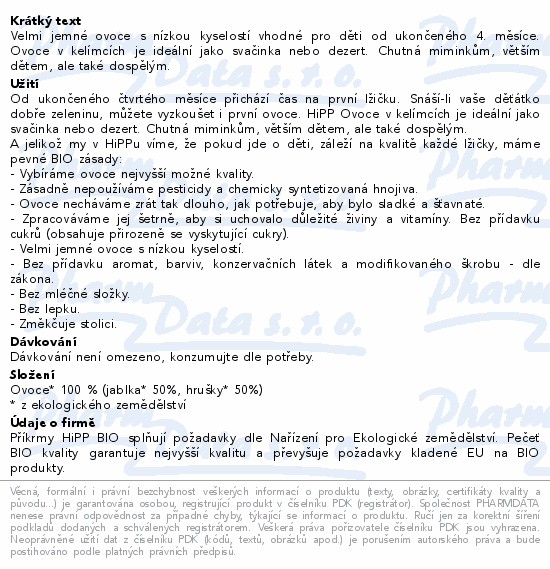 HiPP mini dezert jablka-hrušky BIO 5m 4x100g