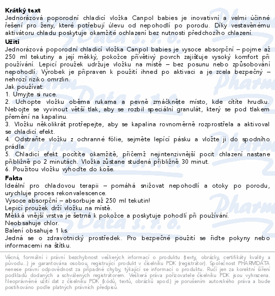 Canpol babies Jednor.poporodní chladicí vložka 1ks