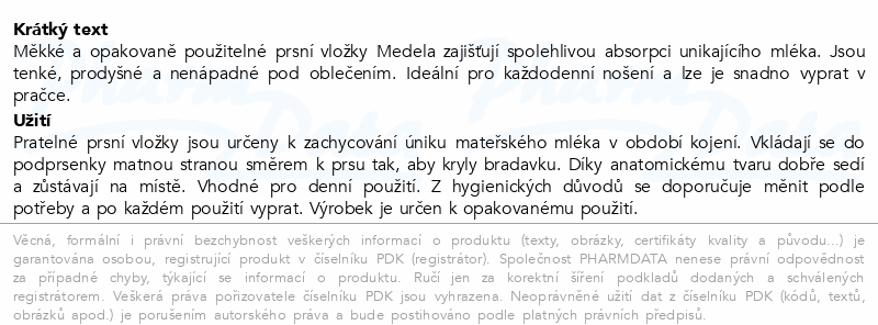 Medela prsní vložky pratelné 4 ks
