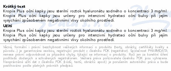 Kropia Plus zvlhčující oční kapky 10ml