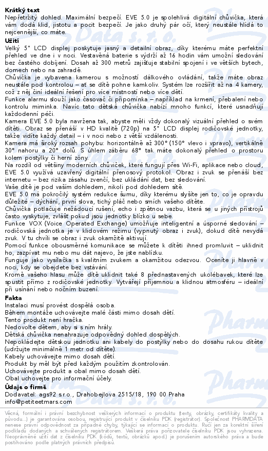 Petite&Mars Chůvička dětská digitální EVE 5.0