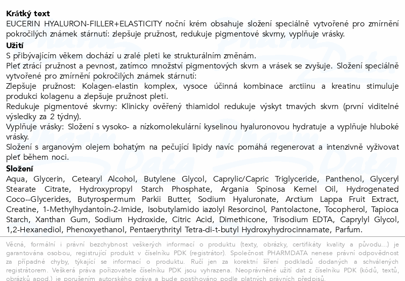 Eucerin Hyal-Fill+Elast.noční krém +refill 2x50ml