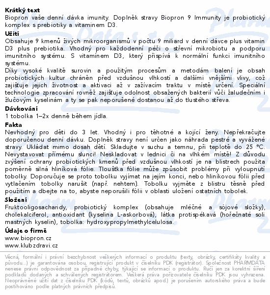 Biopron Imunita probiotika + vitamin D tob.30+10