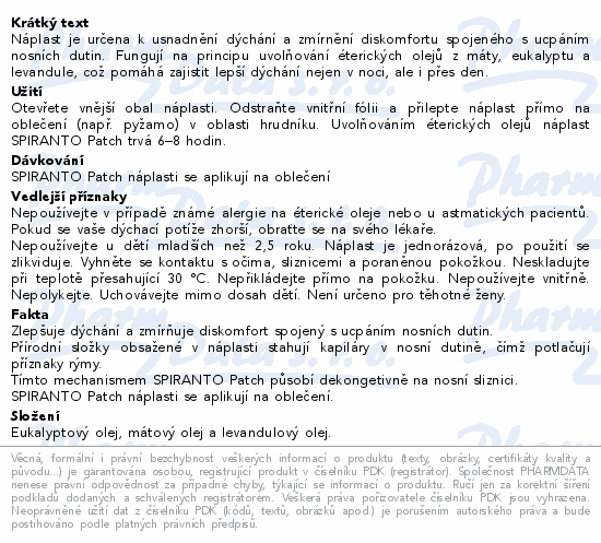 Jadob SPIRANTO Patch náplast 5x5cm 5ks