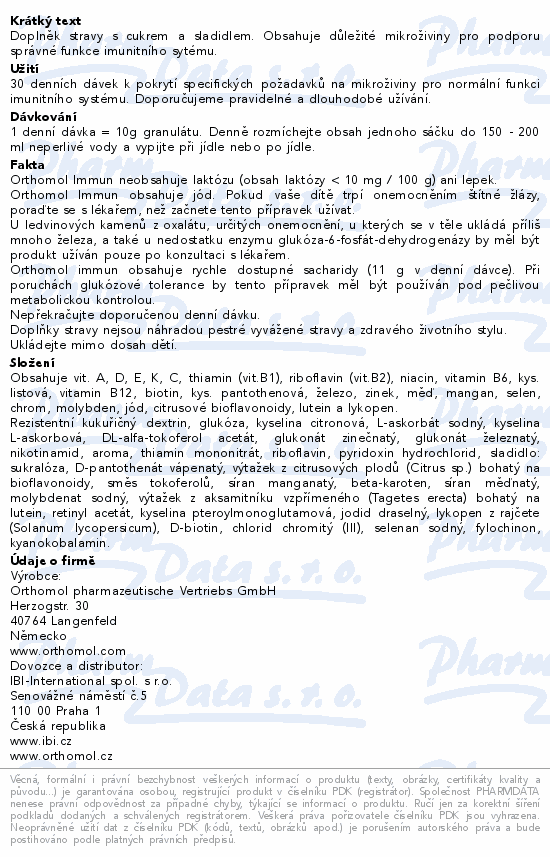 Orthomol Immun 30 denních dávek