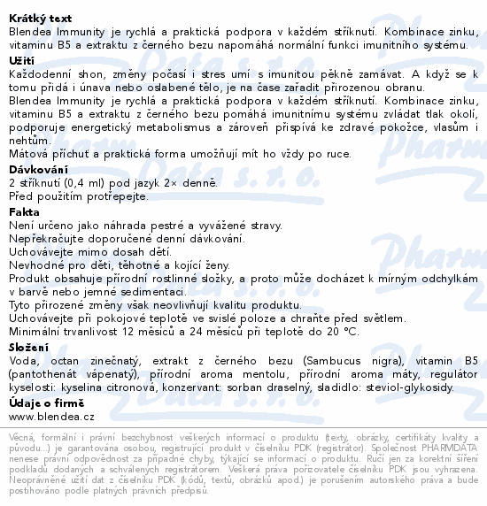 Blendea Immunity sprej máta 10ml