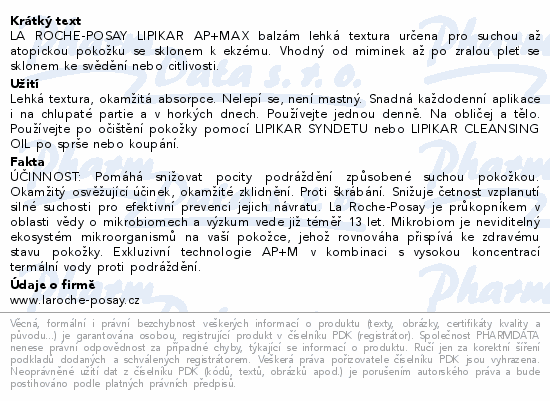 LA ROCHE-POSAY LIPIKAR AP+M lehká textura 400ml