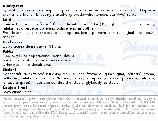 Allnature Sportlab WHEY Protein vanilka 1000g