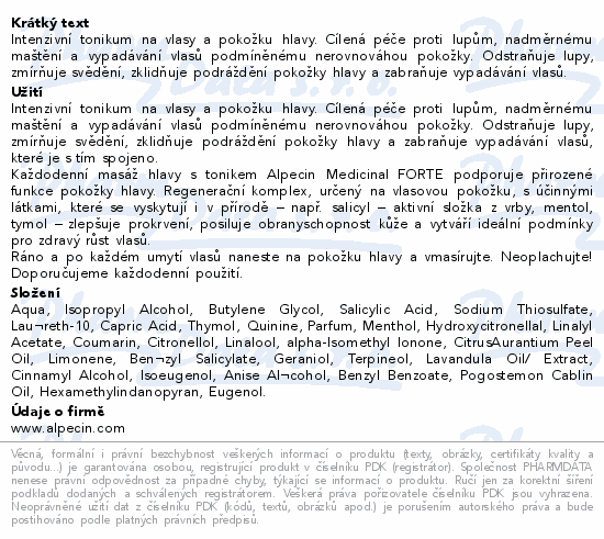 ALPECIN Medicinal FORTE tonikum 200ml