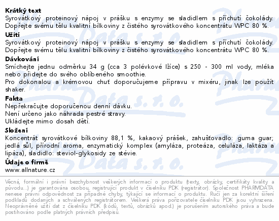 Allnature Sportlab WHEY Protein čokoláda 1000g