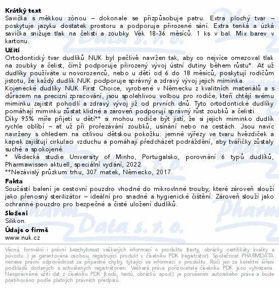 NUK First Choice dudlík 18-36 měs.1ks mix barev