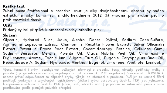 HERBADENT PROFESSIONAL zubní pasta s CHX 0.12% 40g