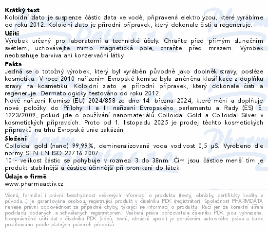 Koloidní zlato 10ppm spray 100ml