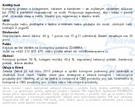 Zelená Země konopný protein s kolagenem 500g