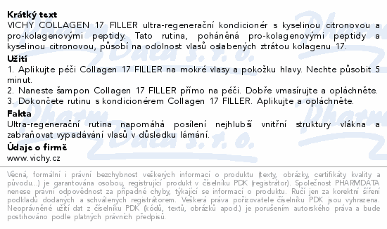 VICHY DERCOS Collagen filler 17 kondicionér 200ml