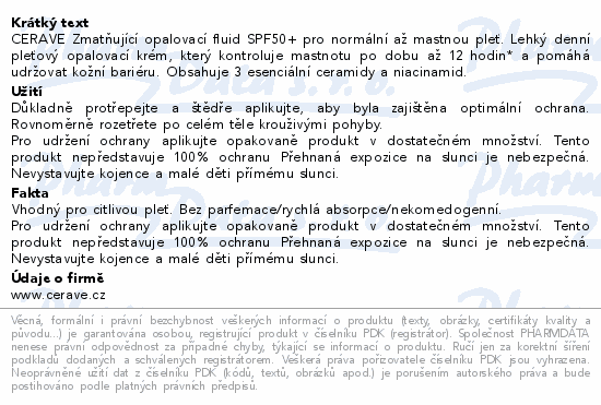 CeraVe Zmatňující opalovací fluid SPF50+ 50ml