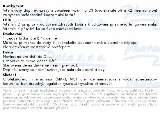 Adelle Davis Lipozomální vitamín D3+K2 200ml