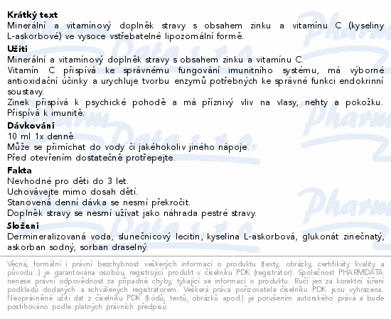 Adelle Davis Lipozomální zinek+vit.C 200ml