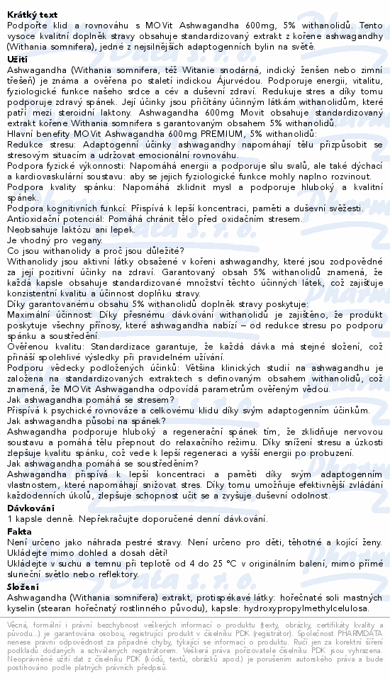 MOVit Ashwagandha 600mg cps.90