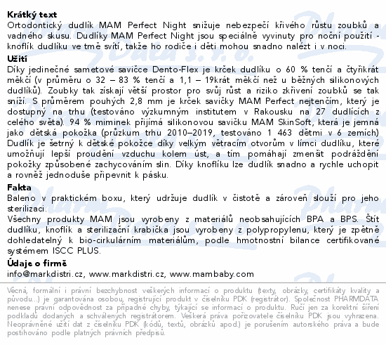 MAM Dudlík Perfect Night box 0+m modrý/zelený 2ks