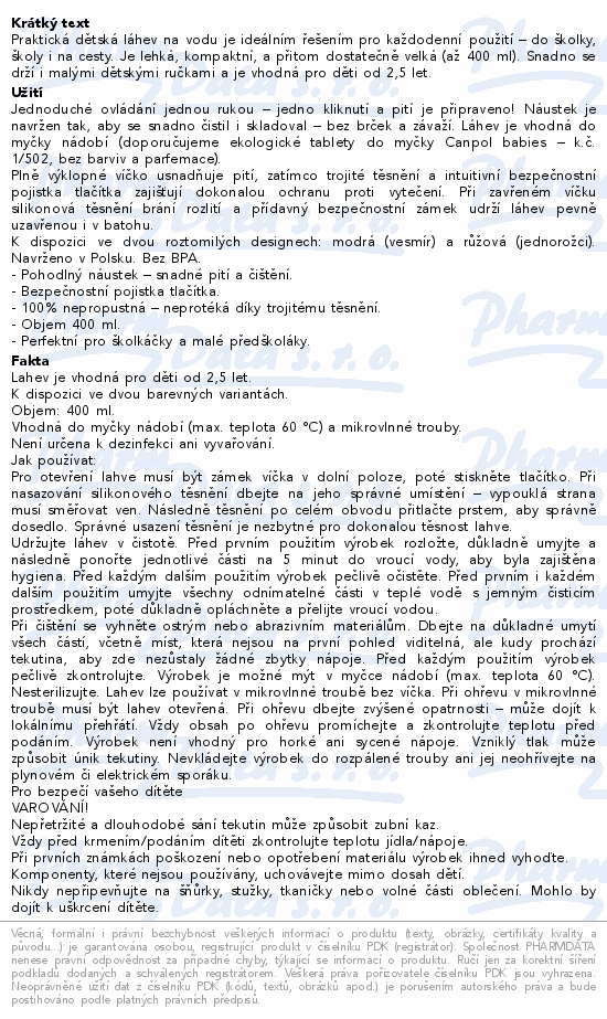 Canpol babies Lahev pro děti JUNIOR 400ml modrá