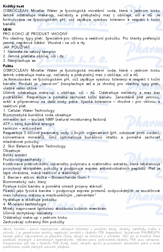 ESTHEDERM Osmoclean micelární voda 3v1 200ml