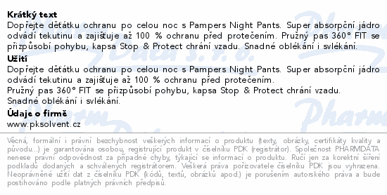 Pampers Night Pants 360°Fit 4 pl.kalh.9-15kg 104ks