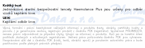 HAEMOLANCE Plus lancety dospělí 21G zelené 100ks