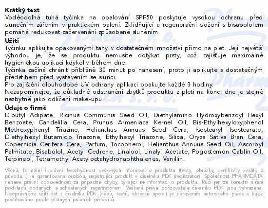 Dermacol Voděodolná tuhá tyčinka na opal.SPF50 15g