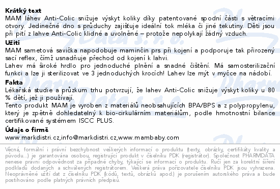 MAM Lahev PerfectStart Anti-Colic 4+m mátová 320ml