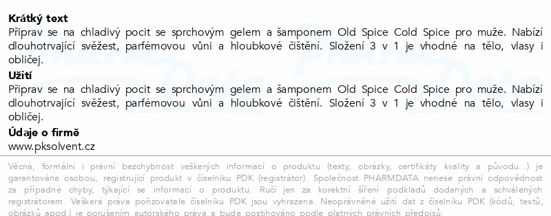 Old Spice Cold Spice sprchový gel 3v1 400ml