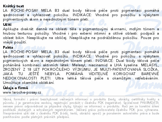 LA ROCHE-POSAY MELA B3 tělová péče 200ml