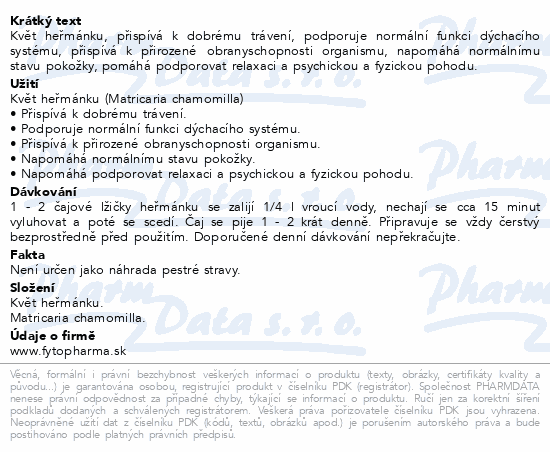 Heřmánek Podpora imun.květ sypaný 80g Fytopharma