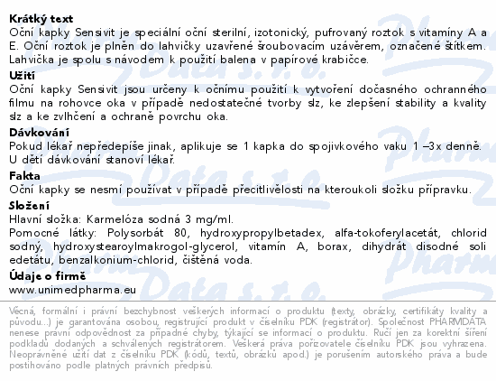 Sensivit oční kapky 10ml