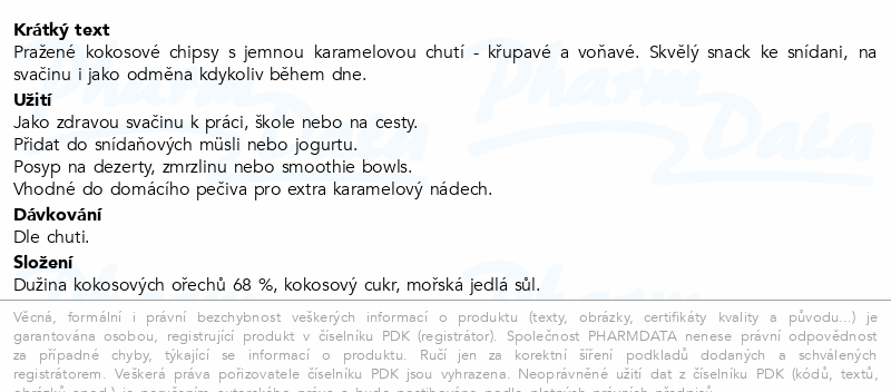 Organis Kokosové chipsy s karamelem pražené 60g