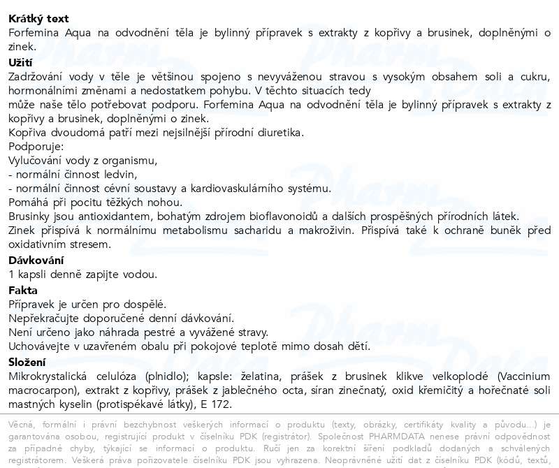 Forfemina Aqua odvodnění těla 30 kapslí