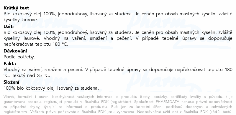 HEALTH LINK Kokosový olej BIO 400ml