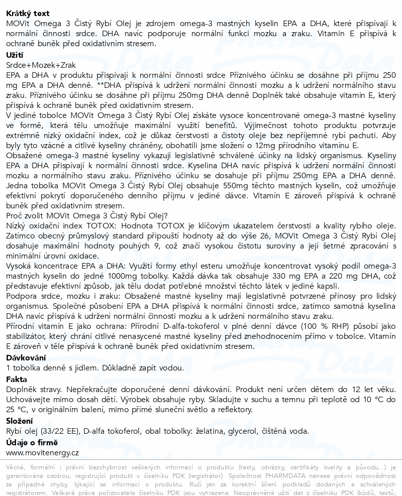 MOVit Omega 3 Čistý Rybí Olej tob.90