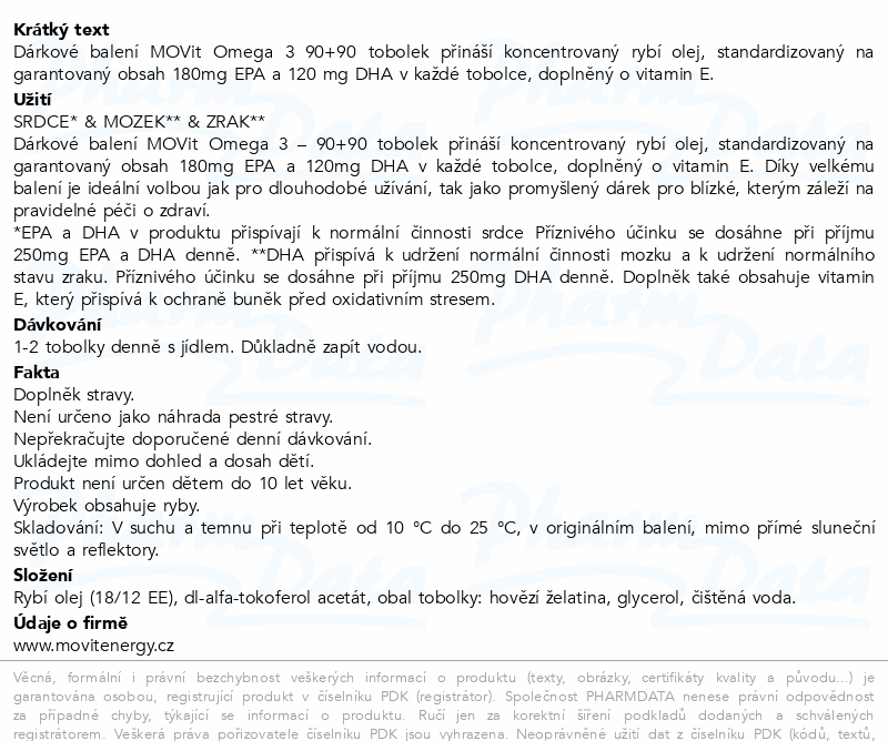 MOVit Omega 3 Rybí olej tob.90+90