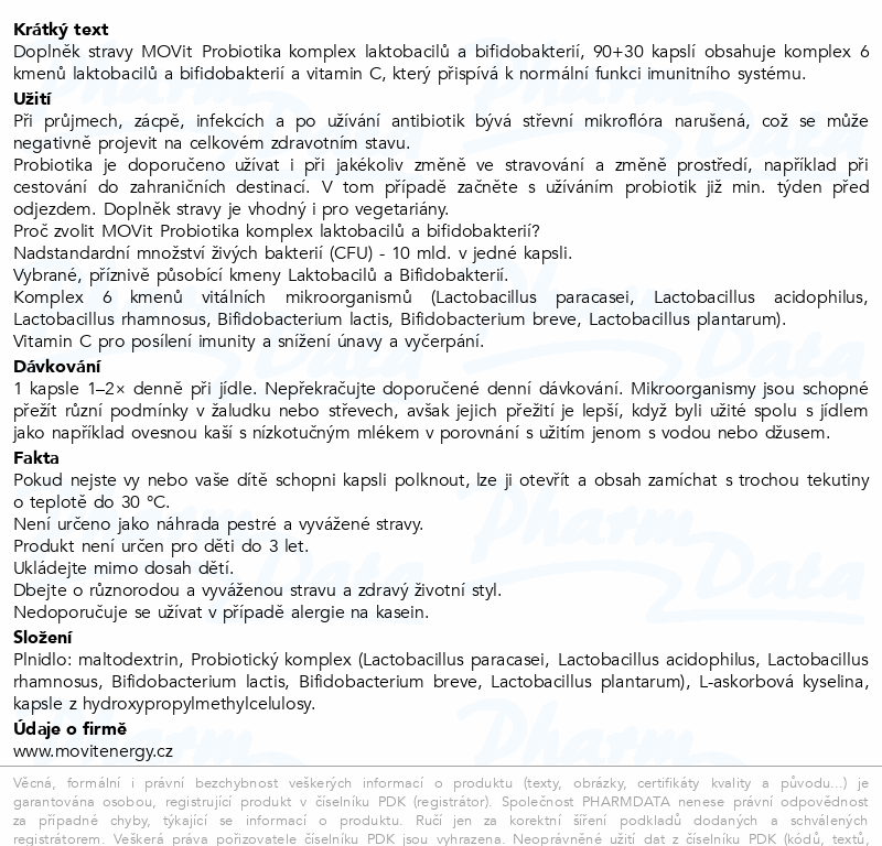 MOVit Probiotika komplex laktobacilů cps.90+30