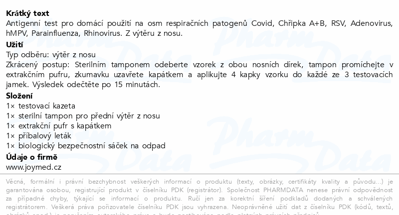 JoyTest 8v1 respirační test 1ks