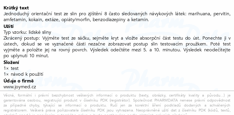 JoyTest 8v1 Test na drogy ze slin 1ks