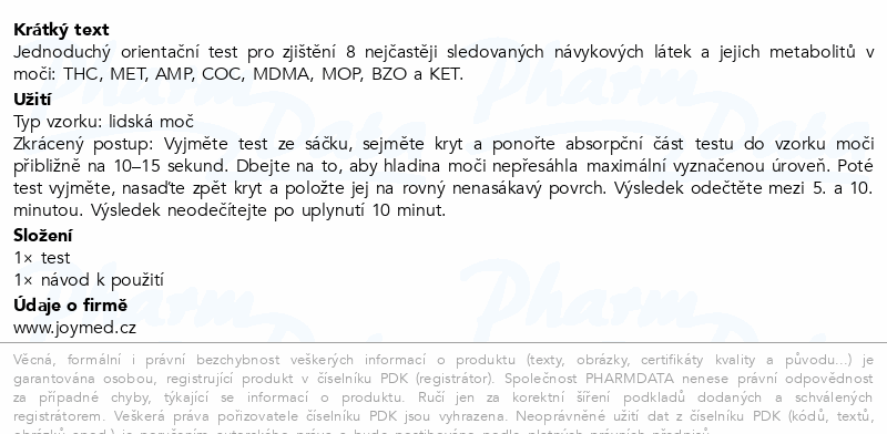 JoyTest 8v1 Test na drogy z moči 1ks