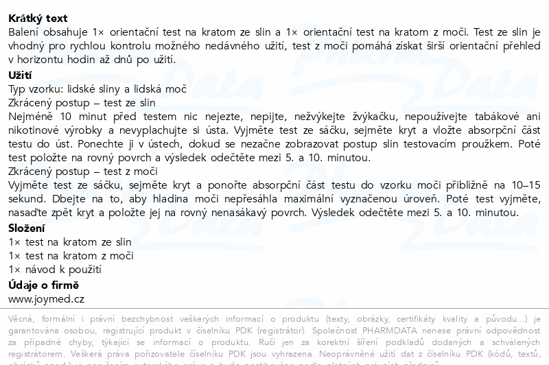 JoyTest Test na KRATOM ze slin i moči 1+1ks