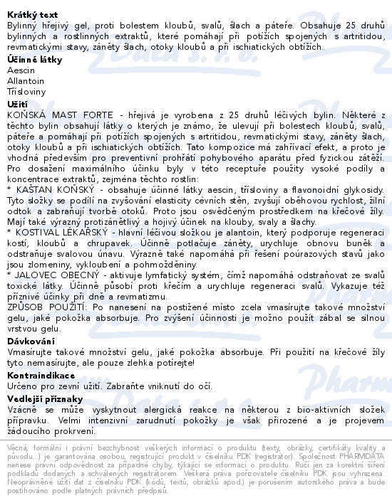 Herbamedicus Koňská mast forte hřejivá 500ml