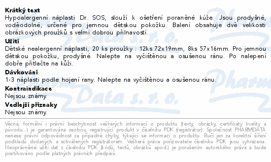 Náplasti Dr.SOS dětské hypoalergenní mix 20ks