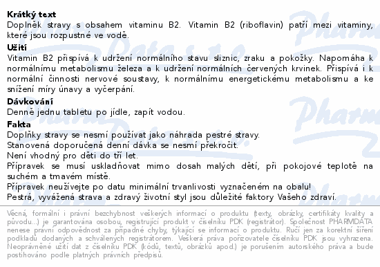 Riboflavin tbl.30 Generica